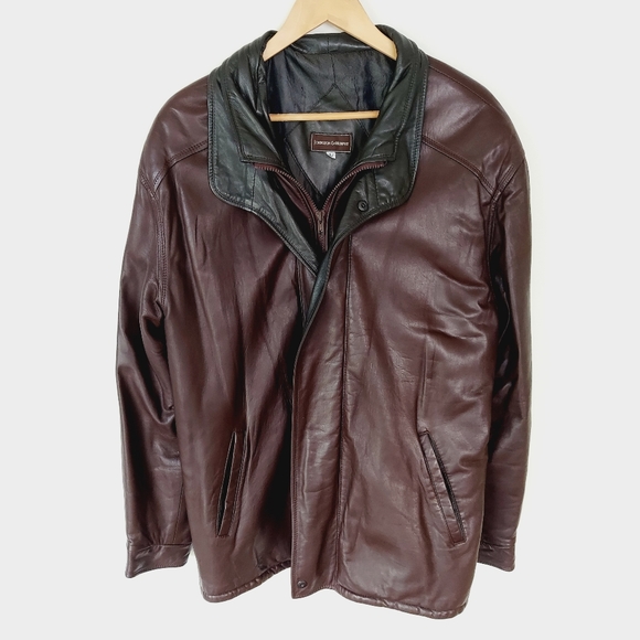 Johnson & Murphy Men's Leather Jacket Brown w/Forest Green Collar/Lining Size 42 - Picture 8 of 10